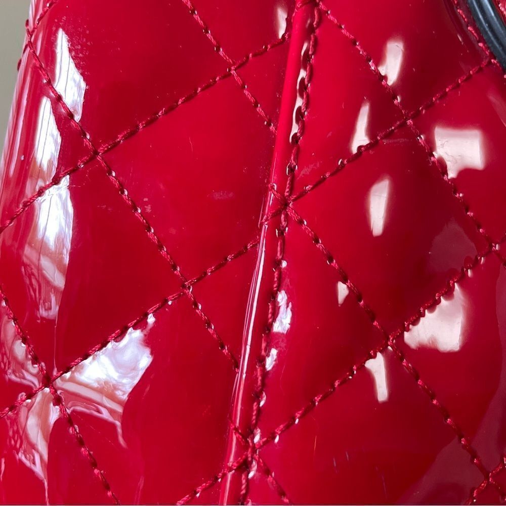 Question Mark ? Handbag Red With Studded Rhinestone Detail Quilted Stitching - Picture 3 of 16